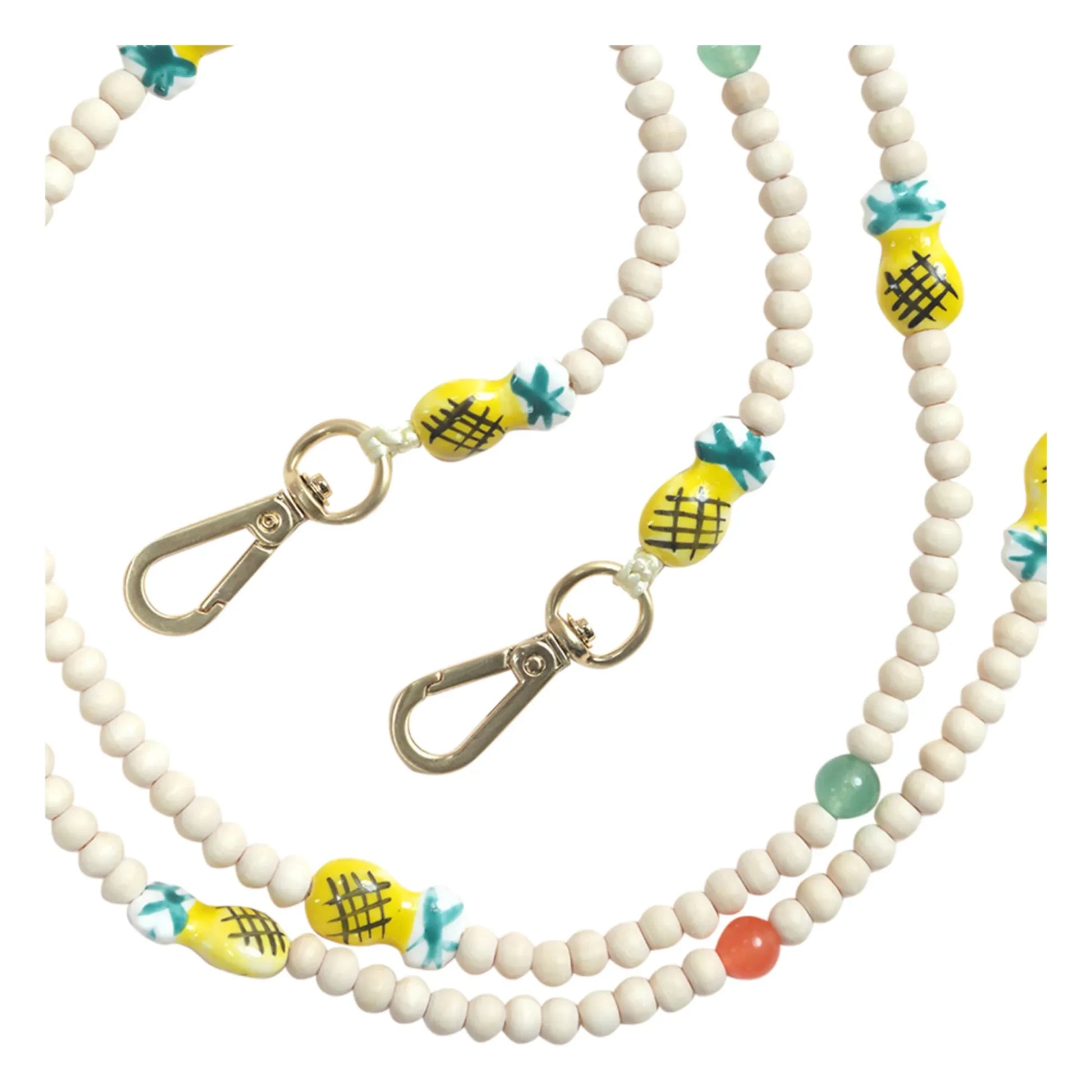 Louvini - Arielle Pineapple Wooden Bead Phone Strap | Yellow