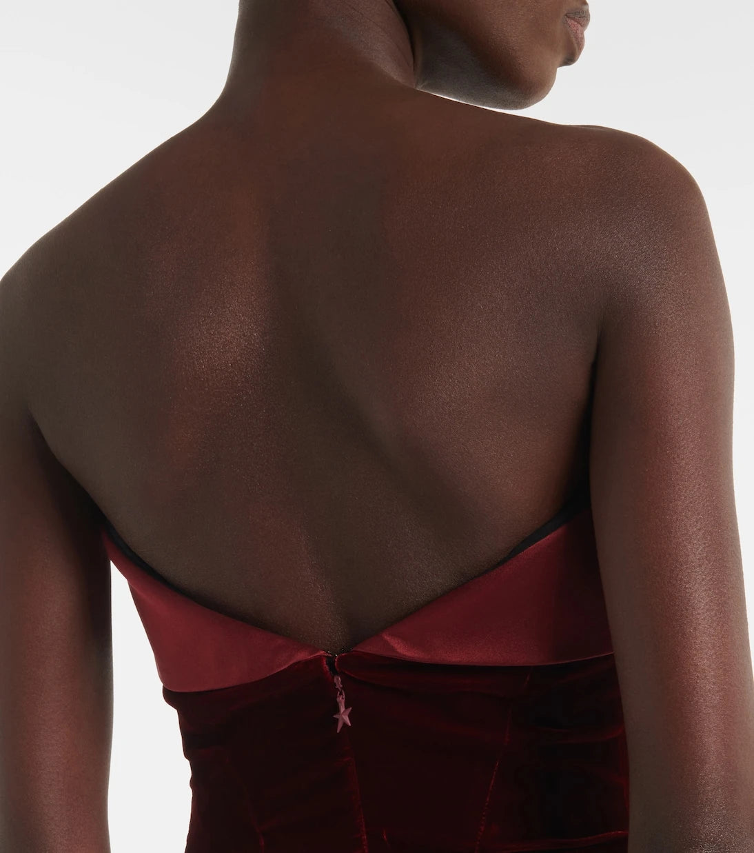Mugler - Satin-trimmed velvet bustier dress
