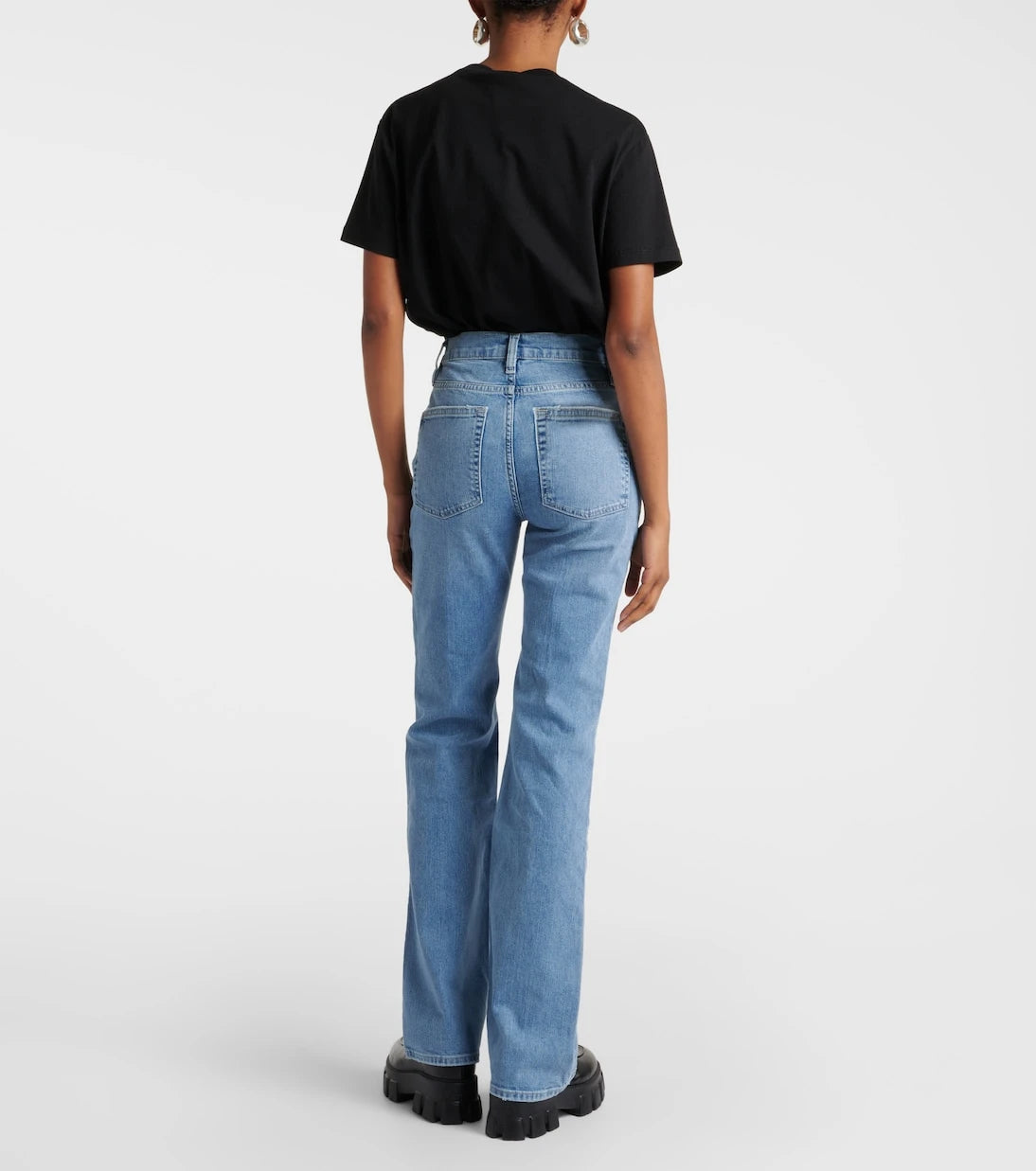 Frame - بنطال جينز مستقيم "Slim Stacked" بخصر عالٍ