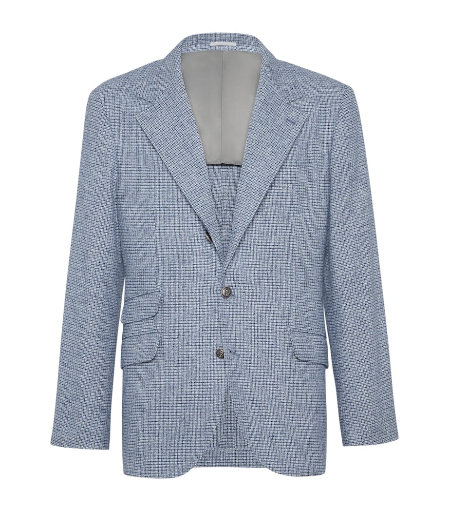 Brunello Cucinelli Blue Silk-Wool-Cashmere Deconstructed Blazer