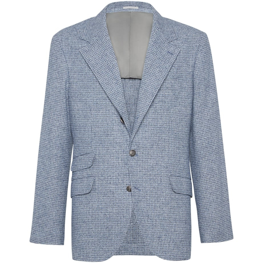 Brunello Cucinelli Blue Silk-Wool-Cashmere Deconstructed Blazer