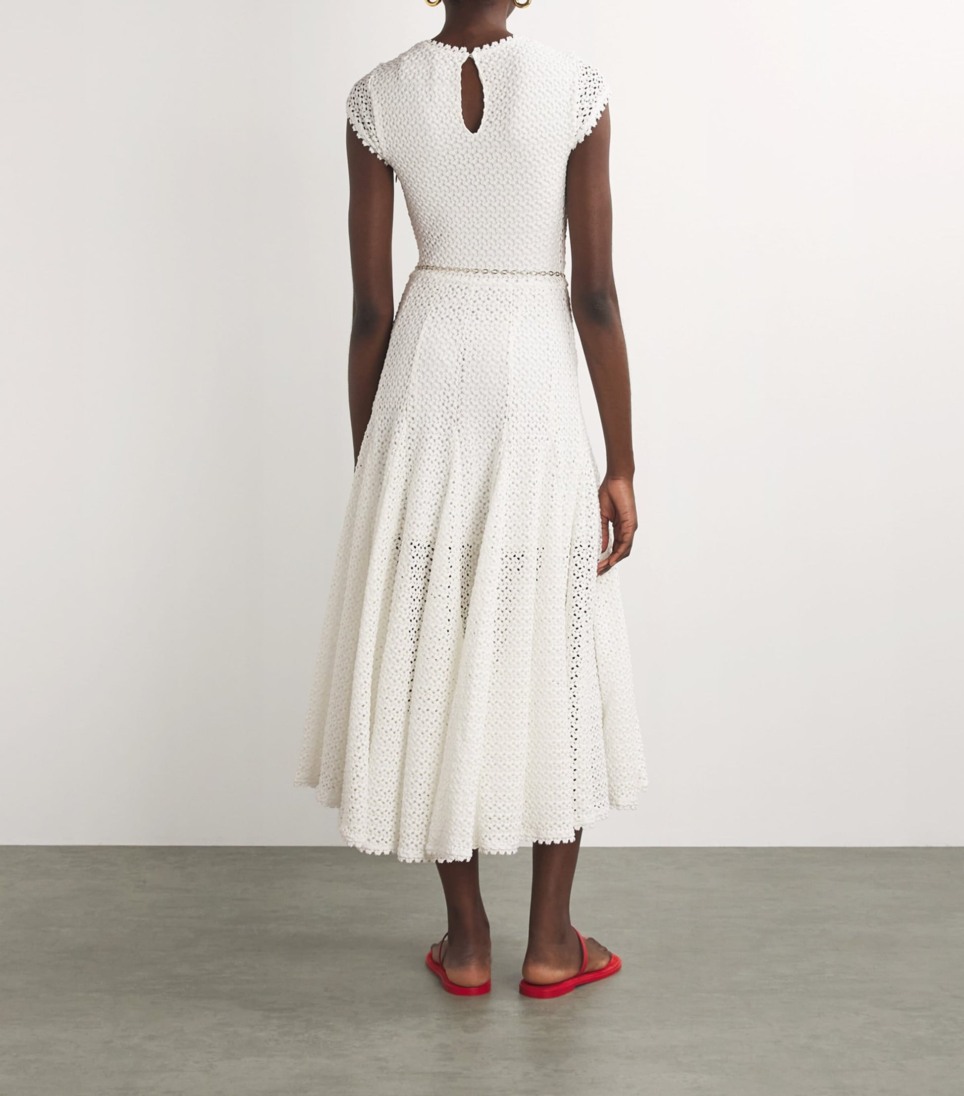 Maje White Crochet Midi Dress