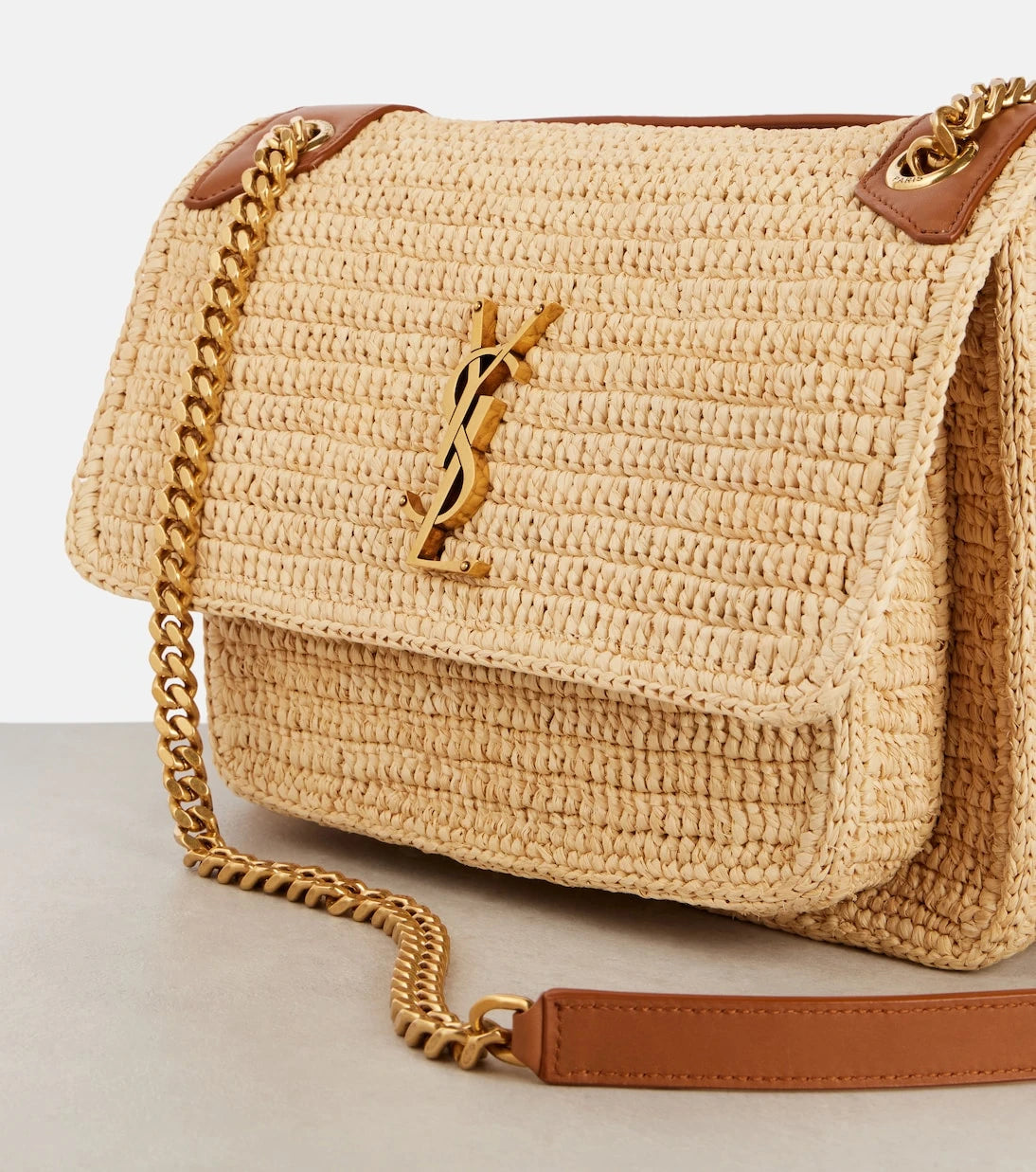 Saint Laurent - Niki Medium raffia shoulder bag