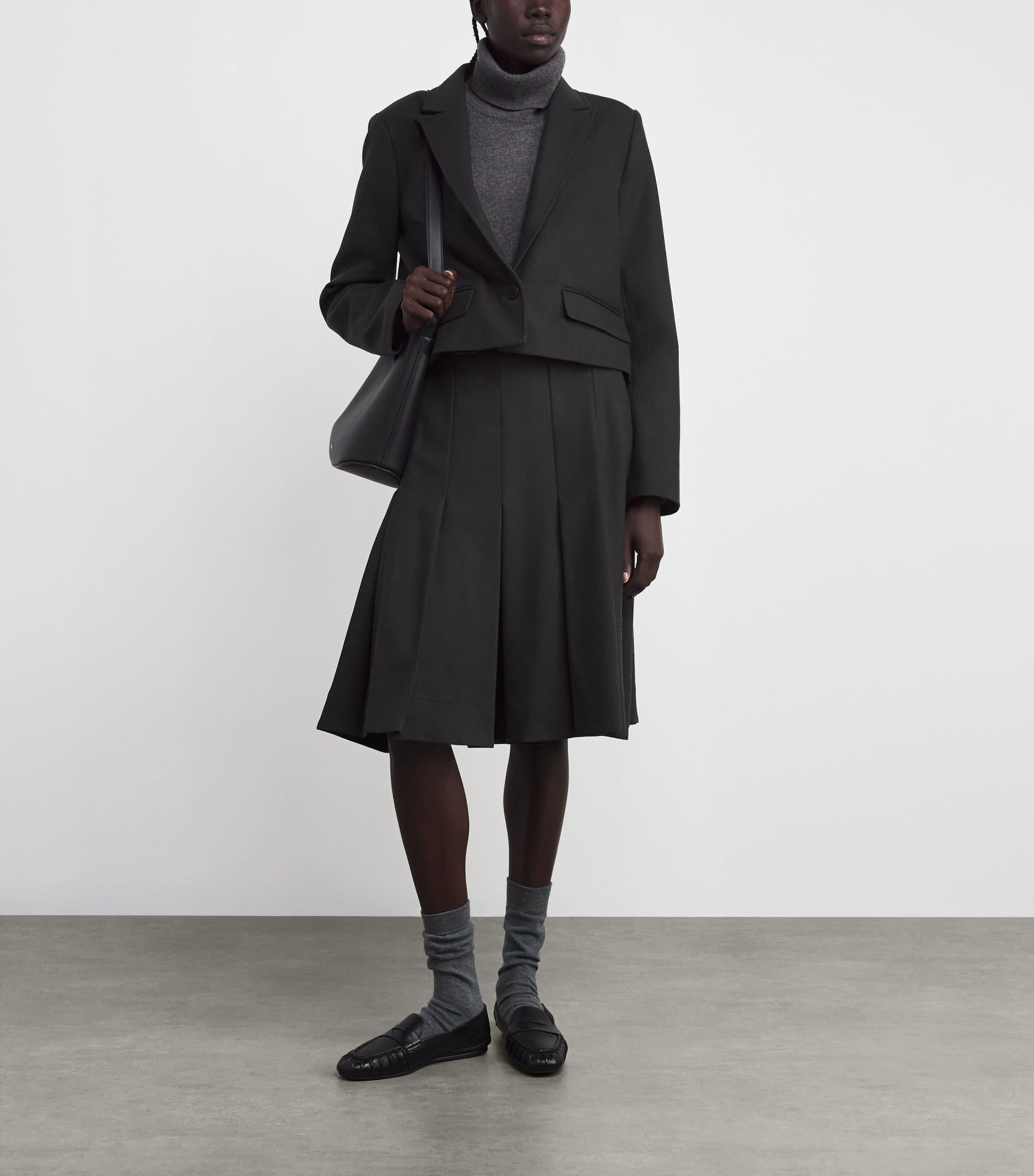 Virgin Wool Flannel Cropped Blazer