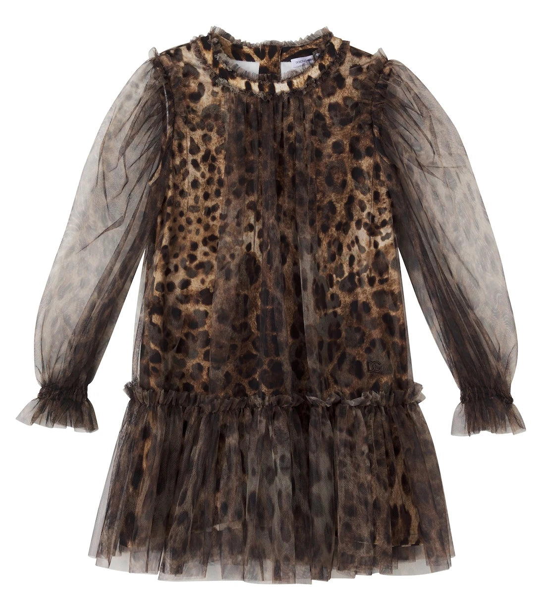 Dolce&Gabbana Kids - Leopard-print ruffled tulle dress