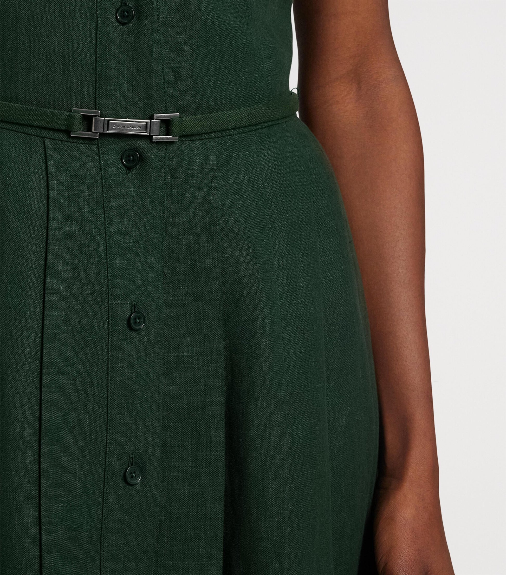 Ralph Lauren Collection Green Linen Sleeveless Midi Dress