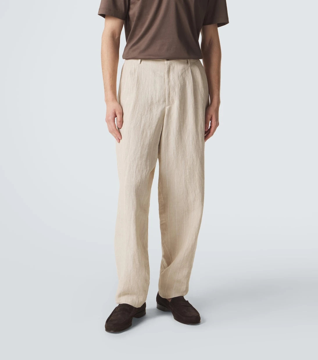 Giorgio Armani - Pinstripe linen wide-leg pants