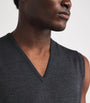 John Smedley Grey Merino Wool V-Neck Sweater Vest