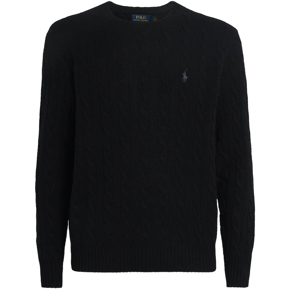 Polo Ralph Lauren Black Wool-Cashmere Cable-Knit Sweater