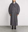 GANNI Grey Recycled Wool-Blend Longline Pea Coat