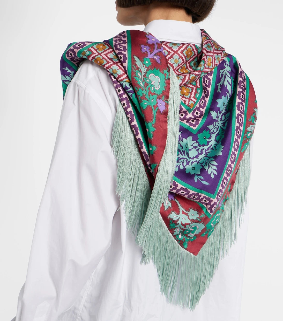La DoubleJ - Fringed printed silk twill scarf