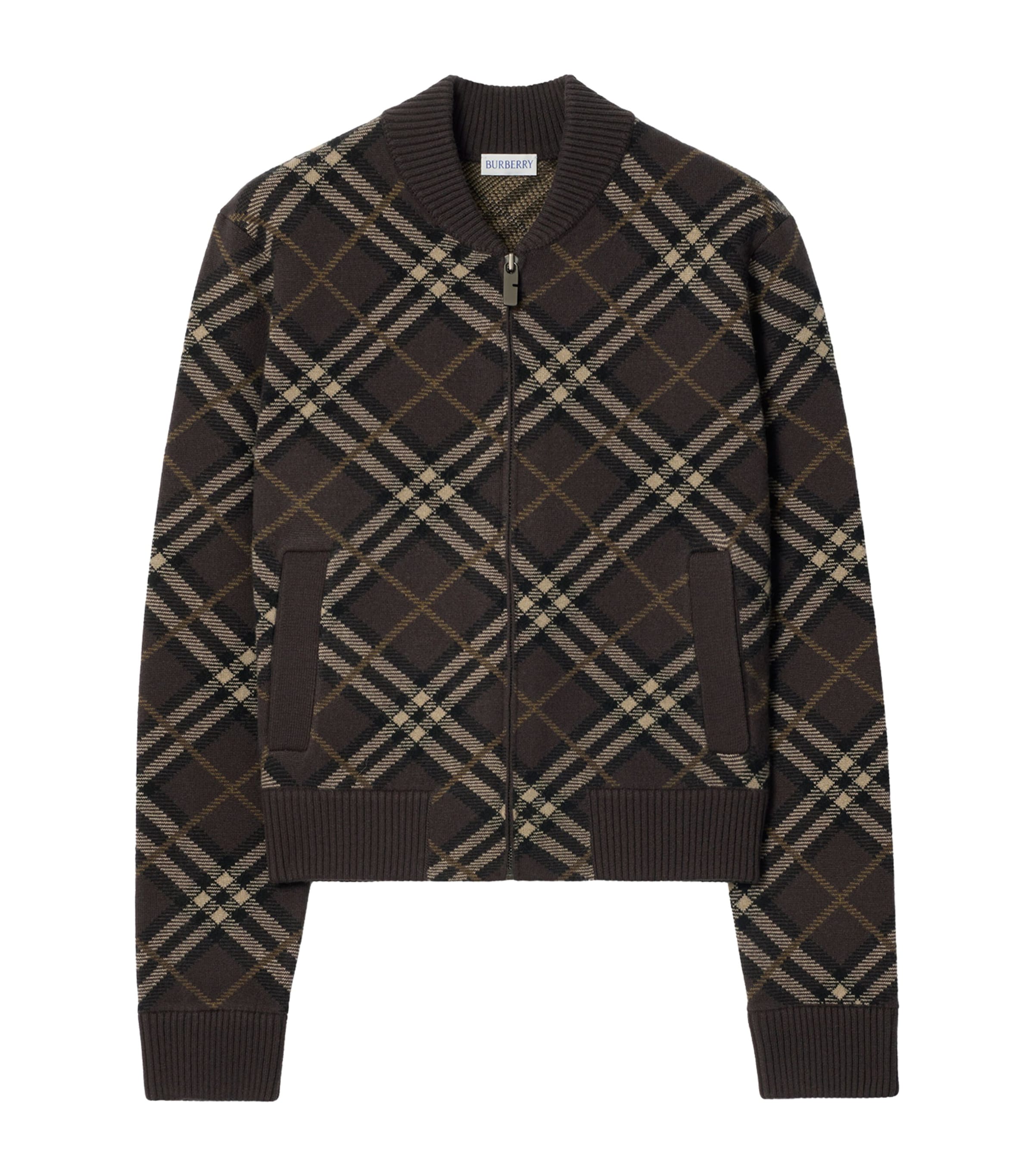 Burberry Wool-Blend Check Bomber Jacket