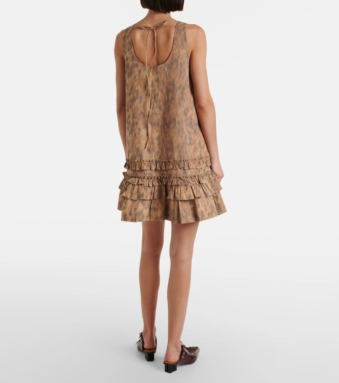 Ganni - Ruffled printed cotton minidress