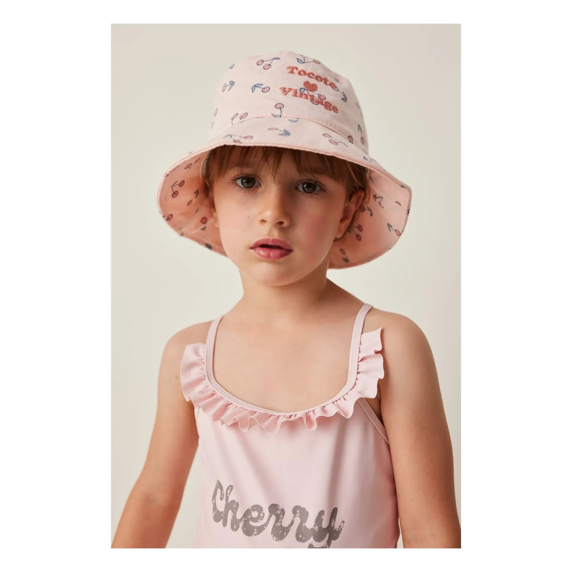 Tocoto Vintage - Cherry Swimsuit | Pale Pink