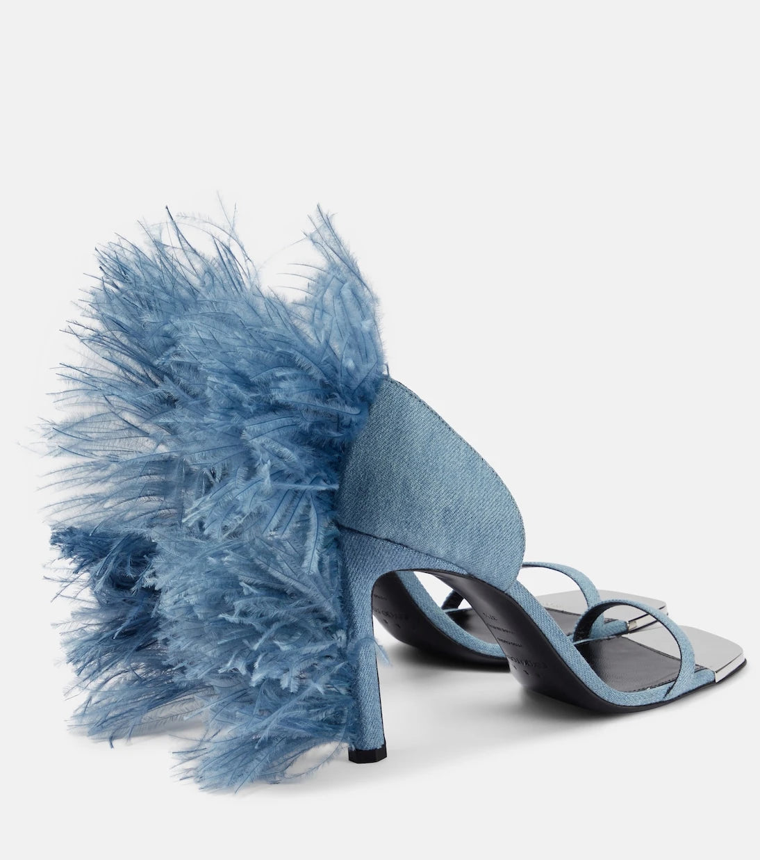 Area - x Sergio Rossi Amazona feather-trimmed denim sandals