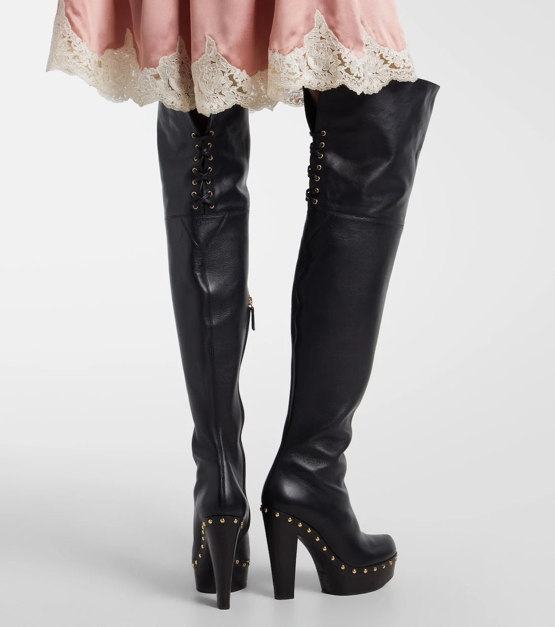 Chloé - Lola studded leather over-the-knee boots