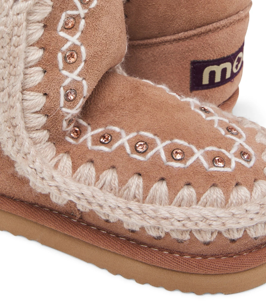 Mou Kids - Embroidered shearling-lined suede boots