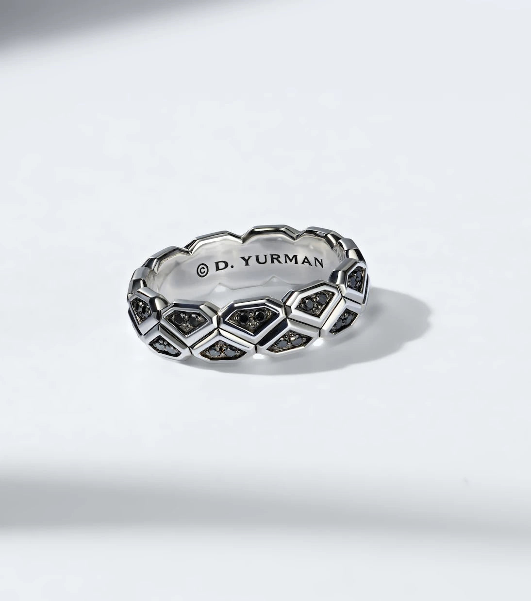 David Yurman - Hex sterling silver ring with diamonds