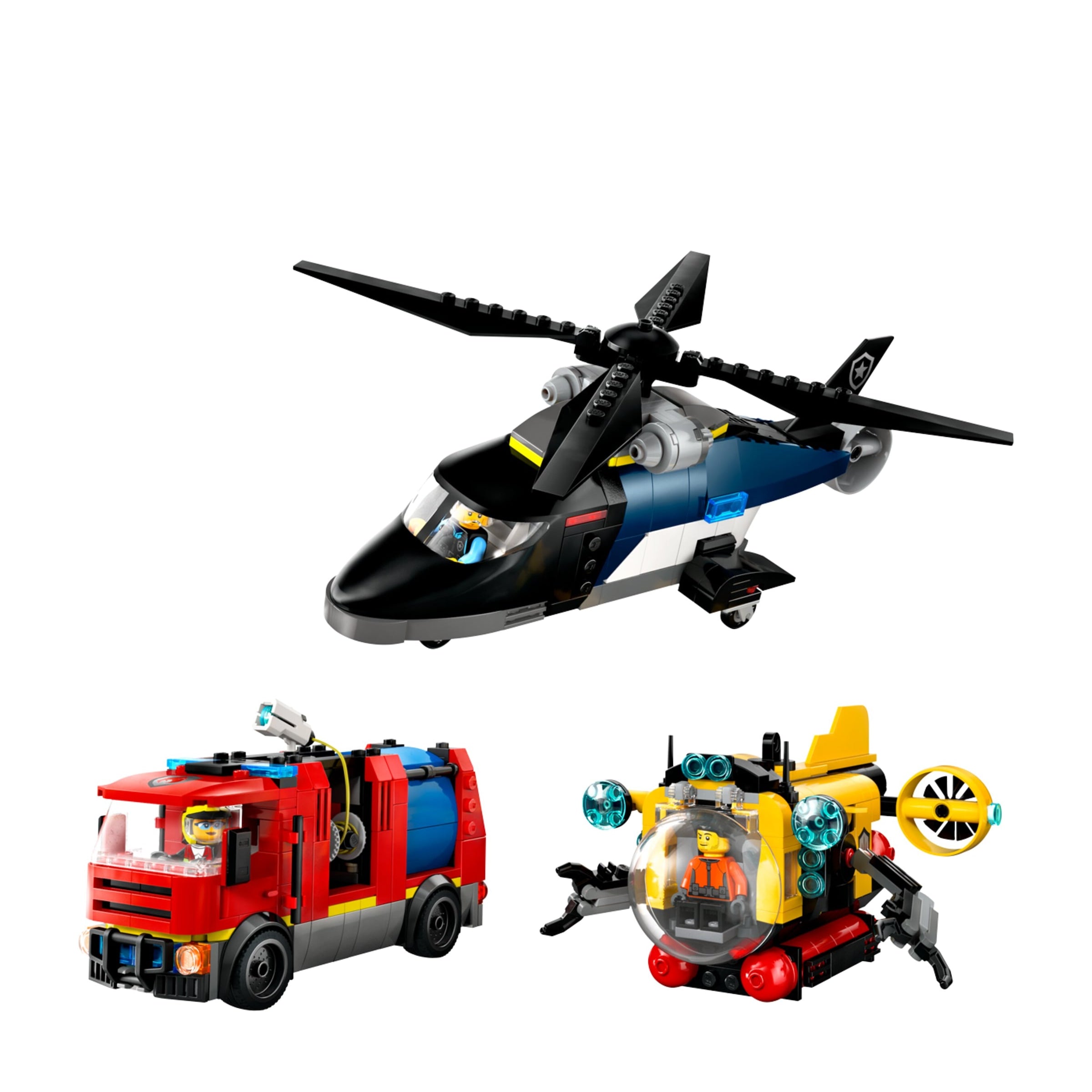 City Helicopter, Fire Truck & Submarine Remix 60462