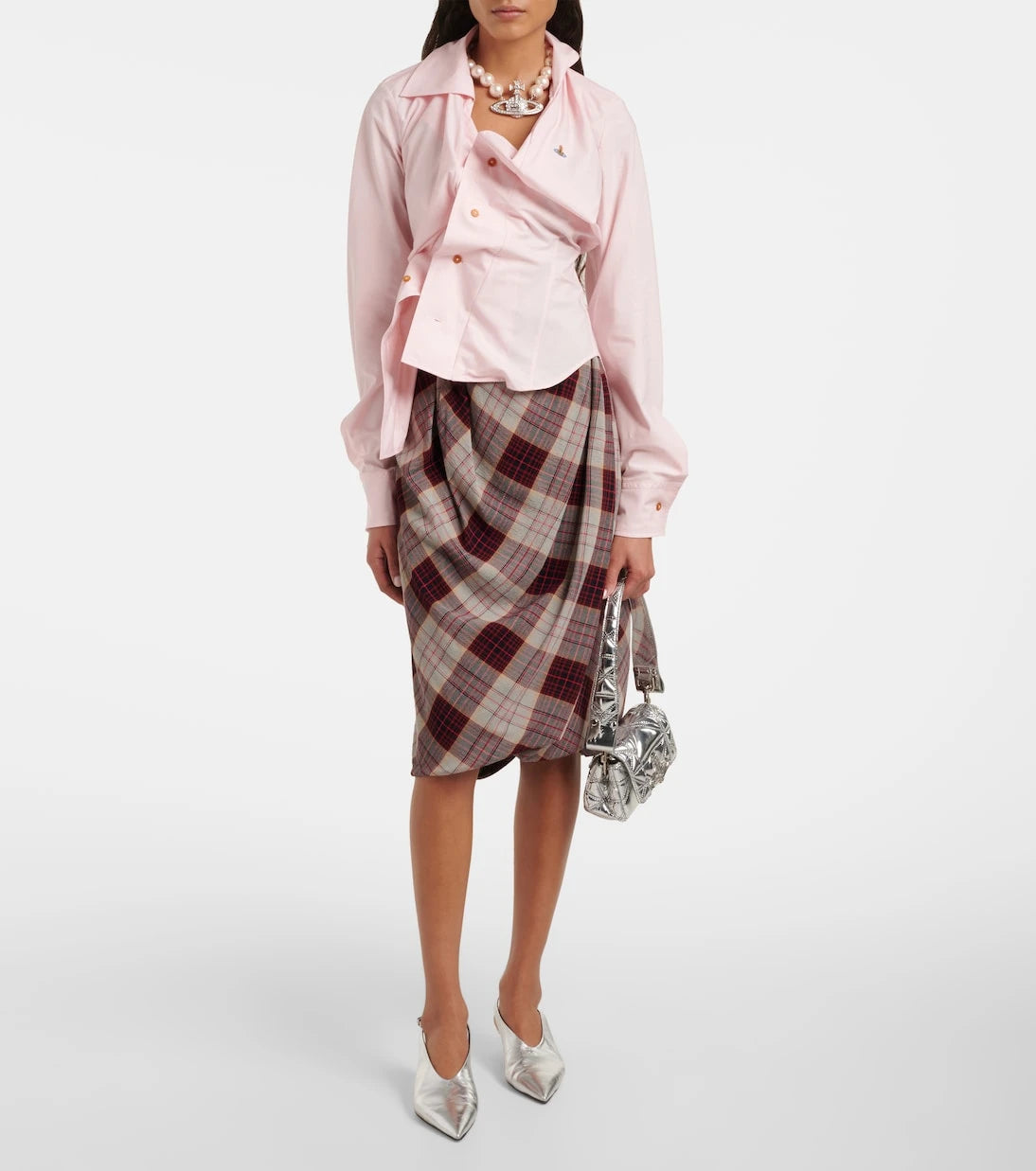 Vivienne Westwood - Orb büzgülü asimetrik pamuklu gömlek