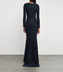 Talbot Runhof Navy Embellished Asymmetric Gown