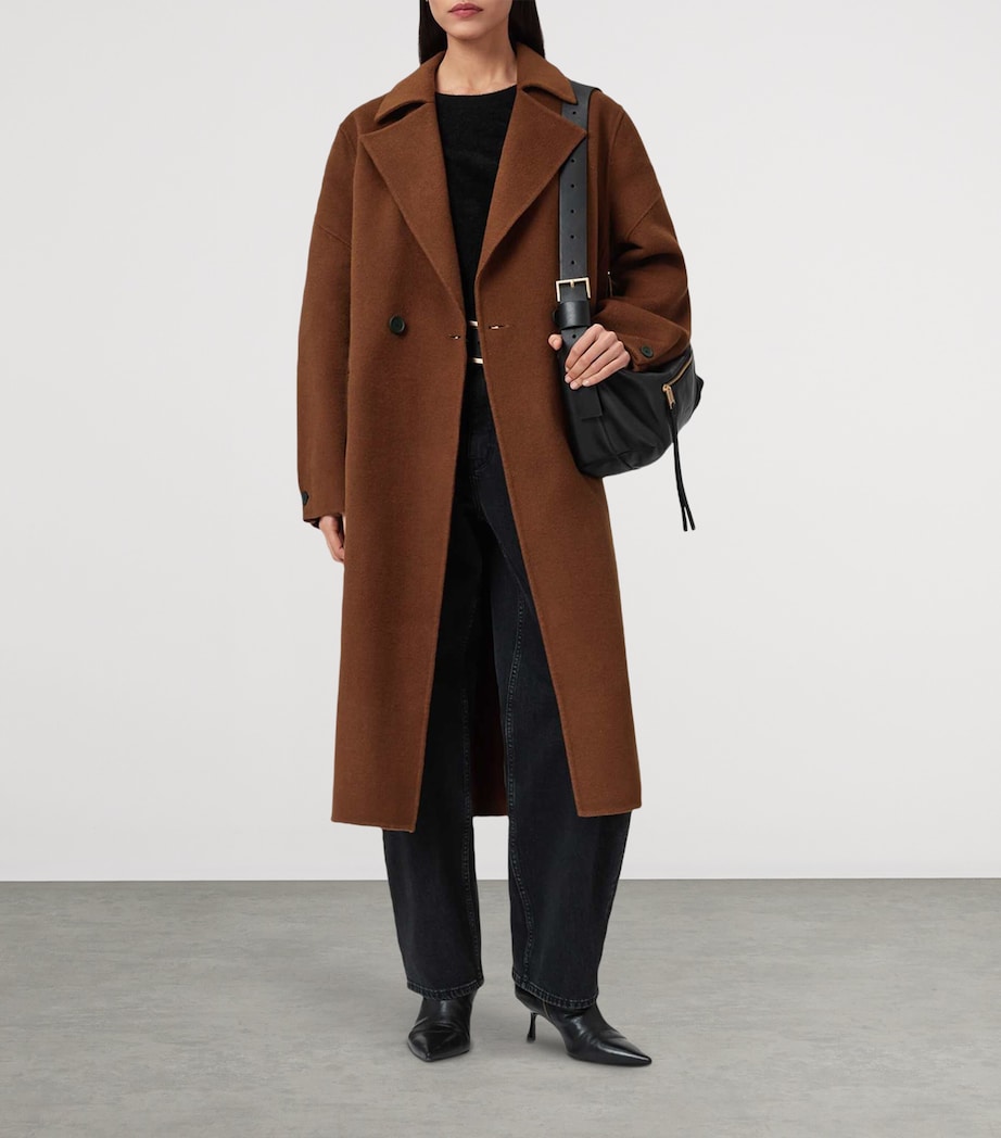 AllSaints Brown Wool-Blend Sellma Coat