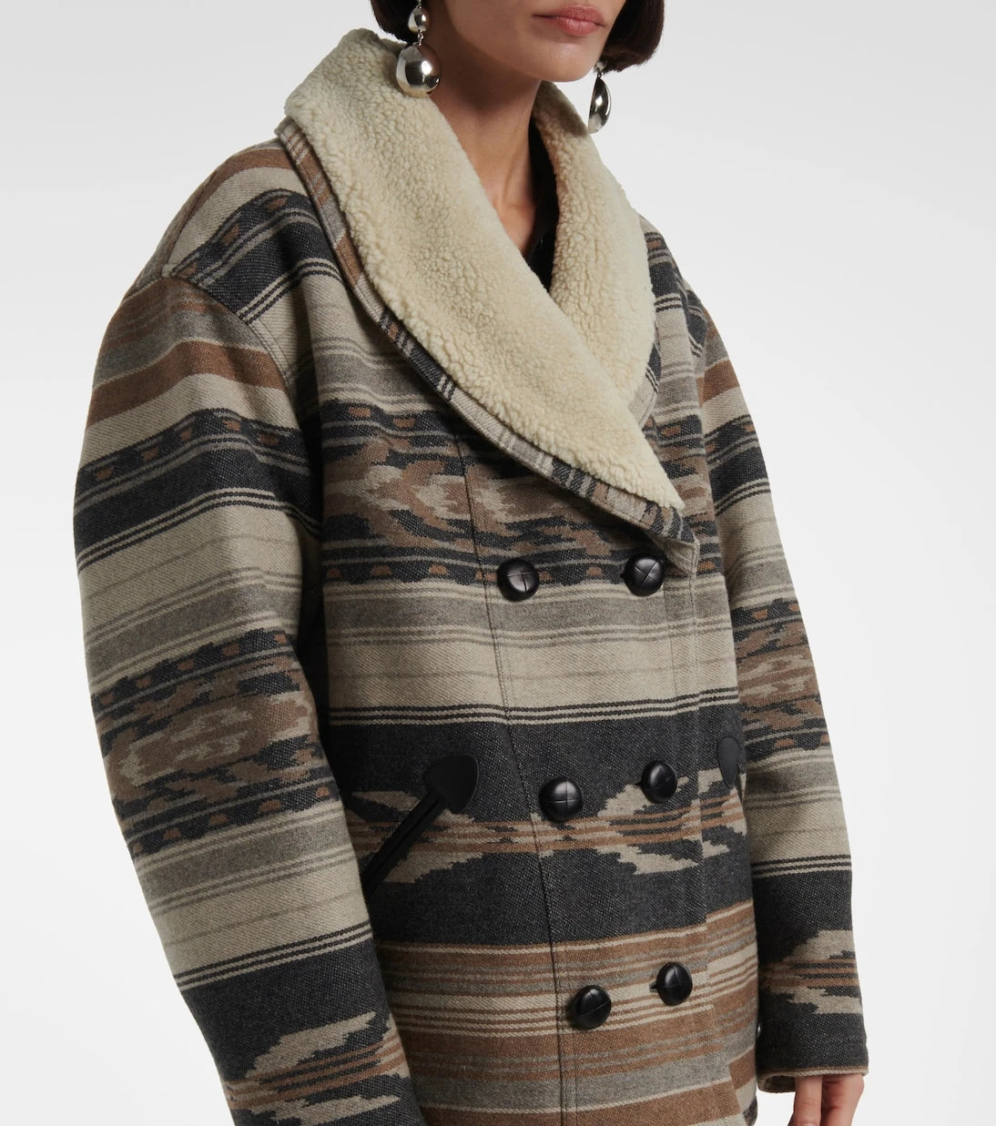Marant Etoile - Dorcas faux shearling-trimmed peacoat