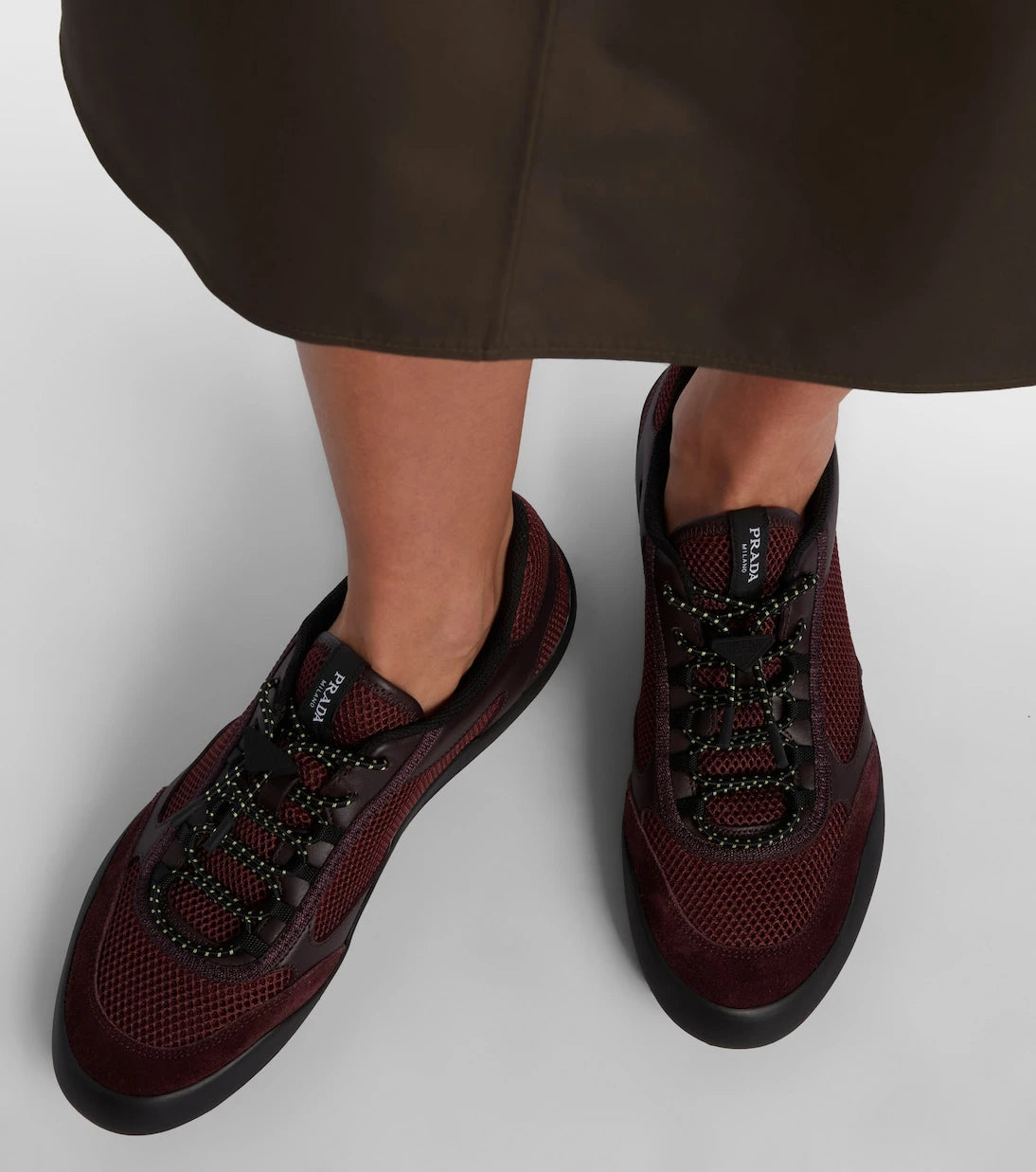 Prada - Speedrock leather-trimmed sneakers