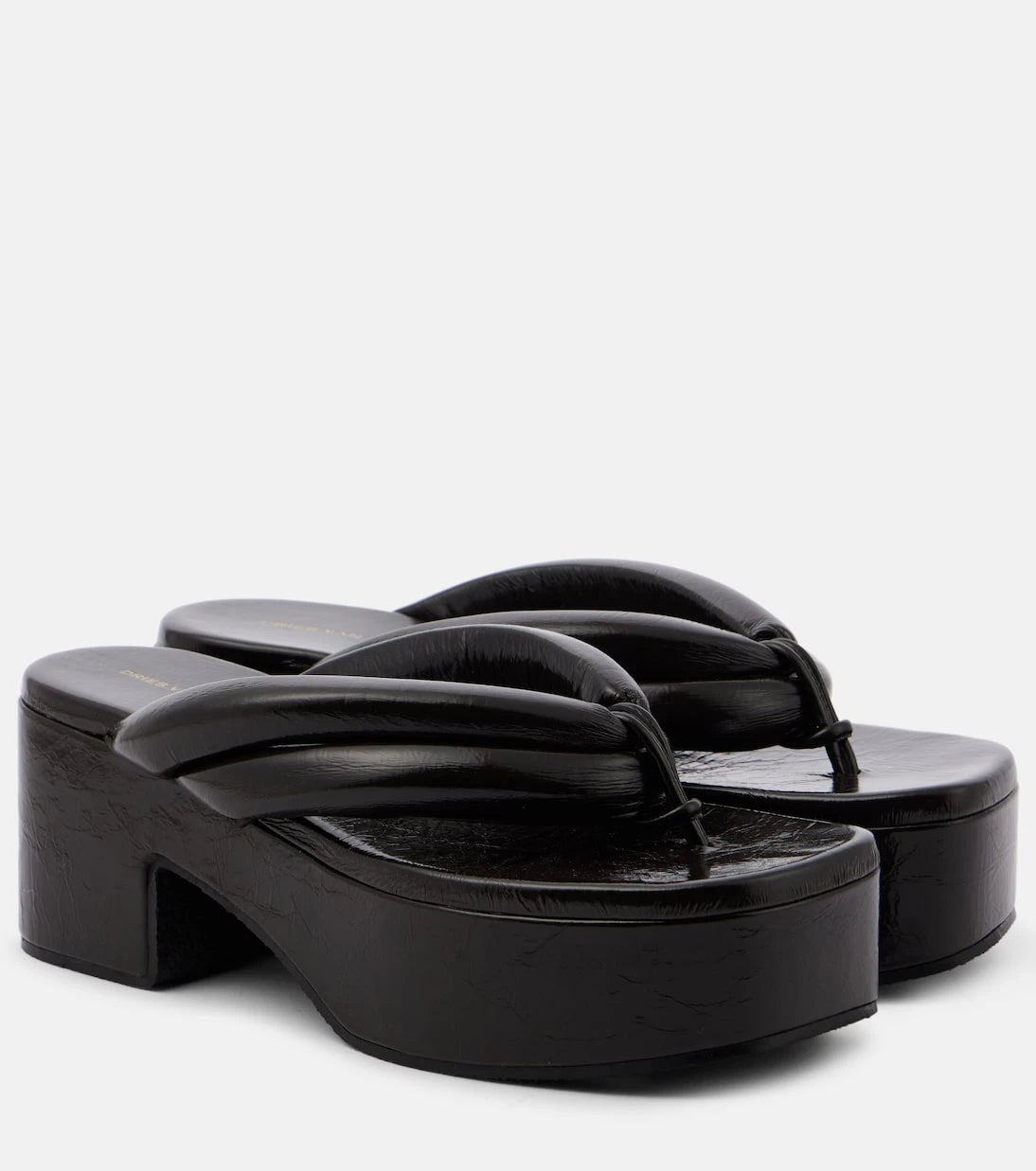 Dries Van Noten - Deri platform sandalet