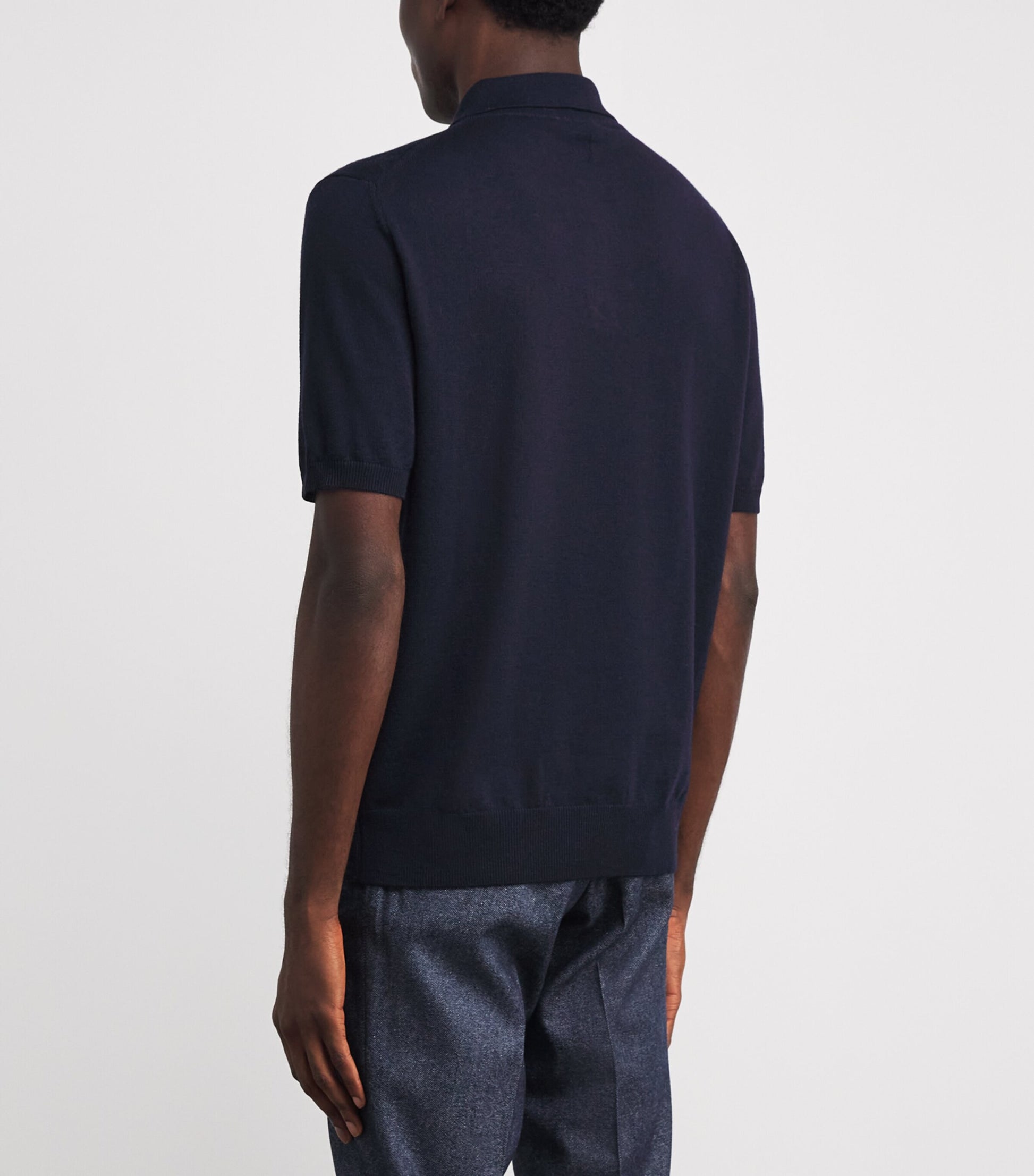 Canali Merino Wool Jacquard Polo Shirt