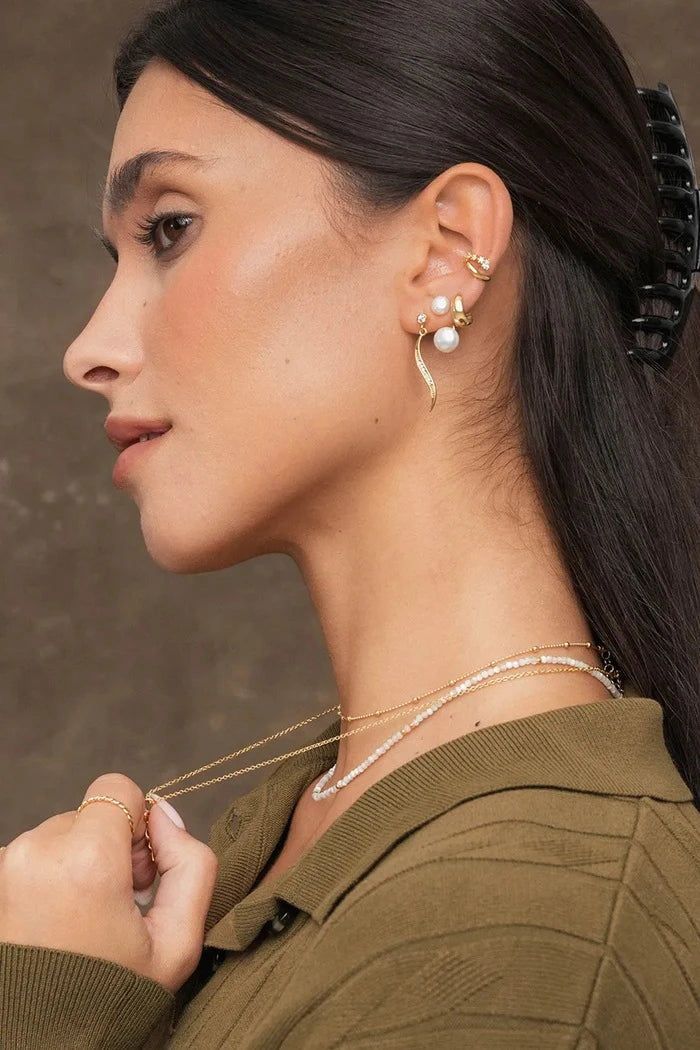 ANIA KRUK kadın pirinç küpe ZIRKON GLAMOUR