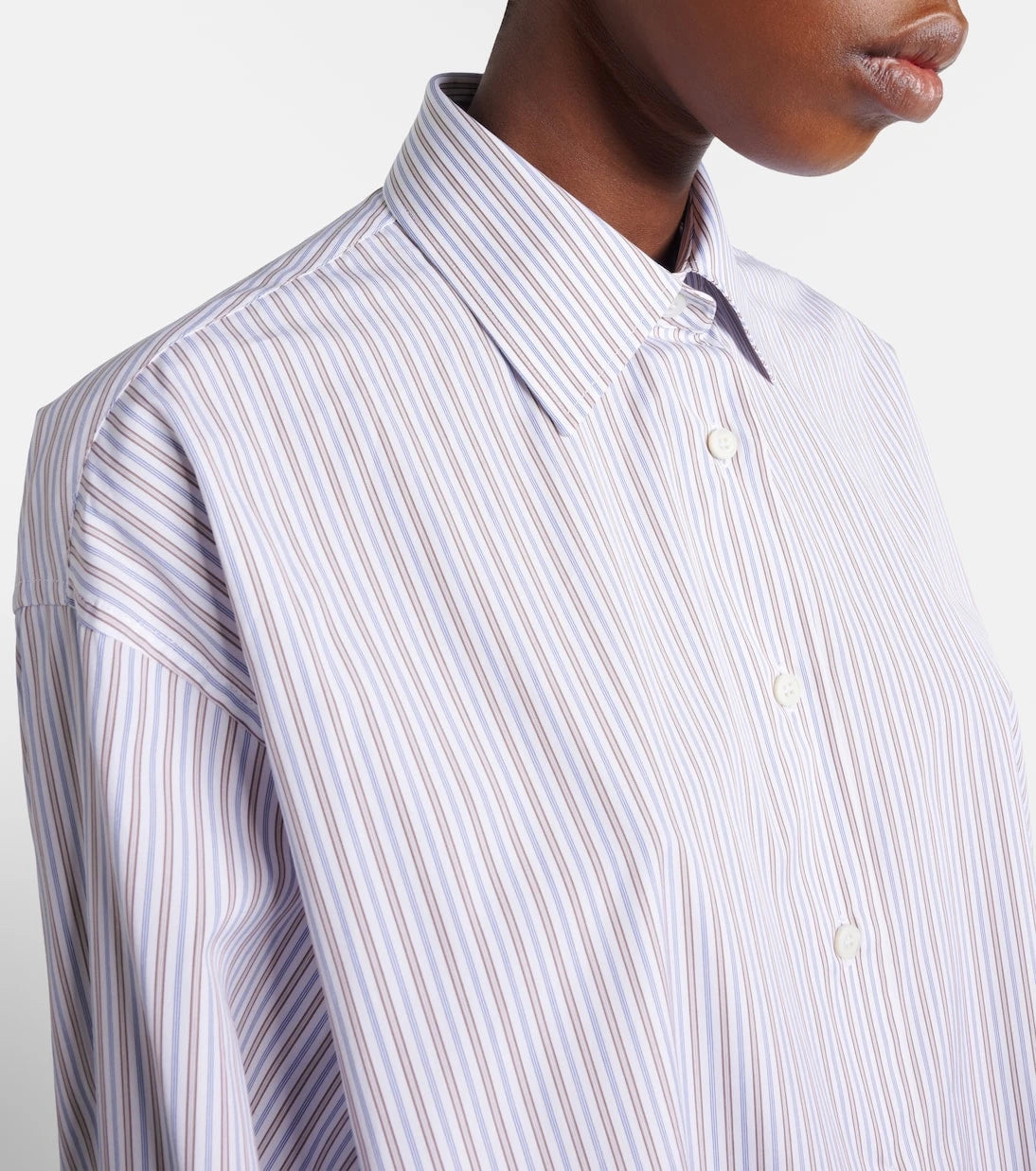 Prada - Striped oversized cotton poplin shirt