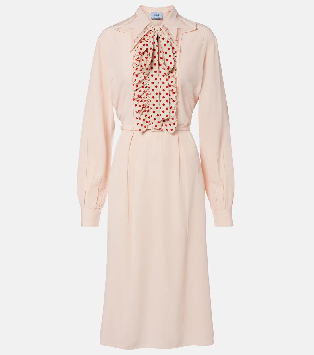 Prada - Belted polka-dot silk midi dress