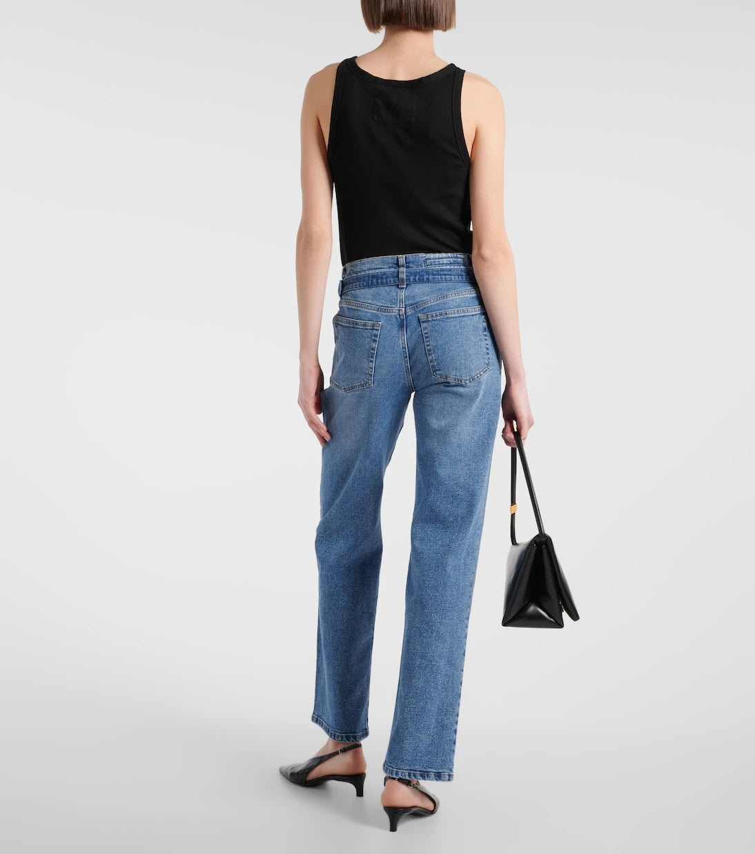 Proenza Schouler - بنطلون جينز إليسوورث بقصة مستقيمة وخصر متوسط الارتفاع