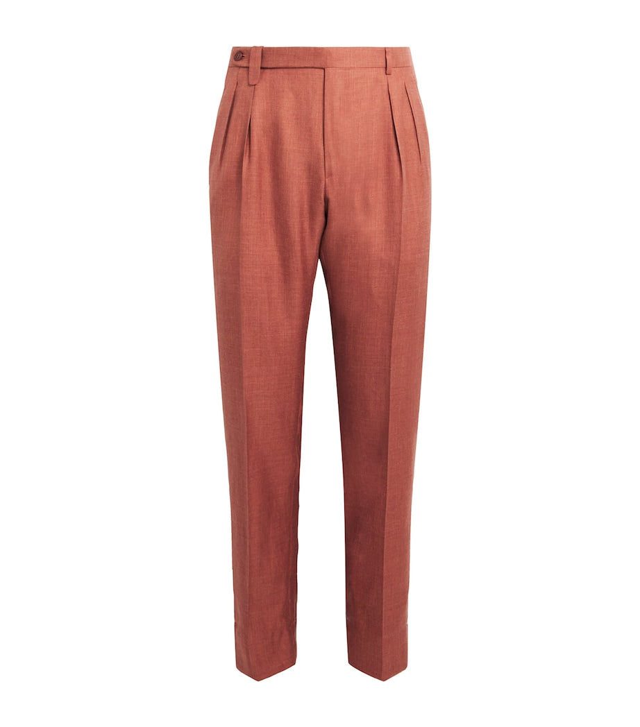 Silk-Cashmere Slim Tailored Trousers