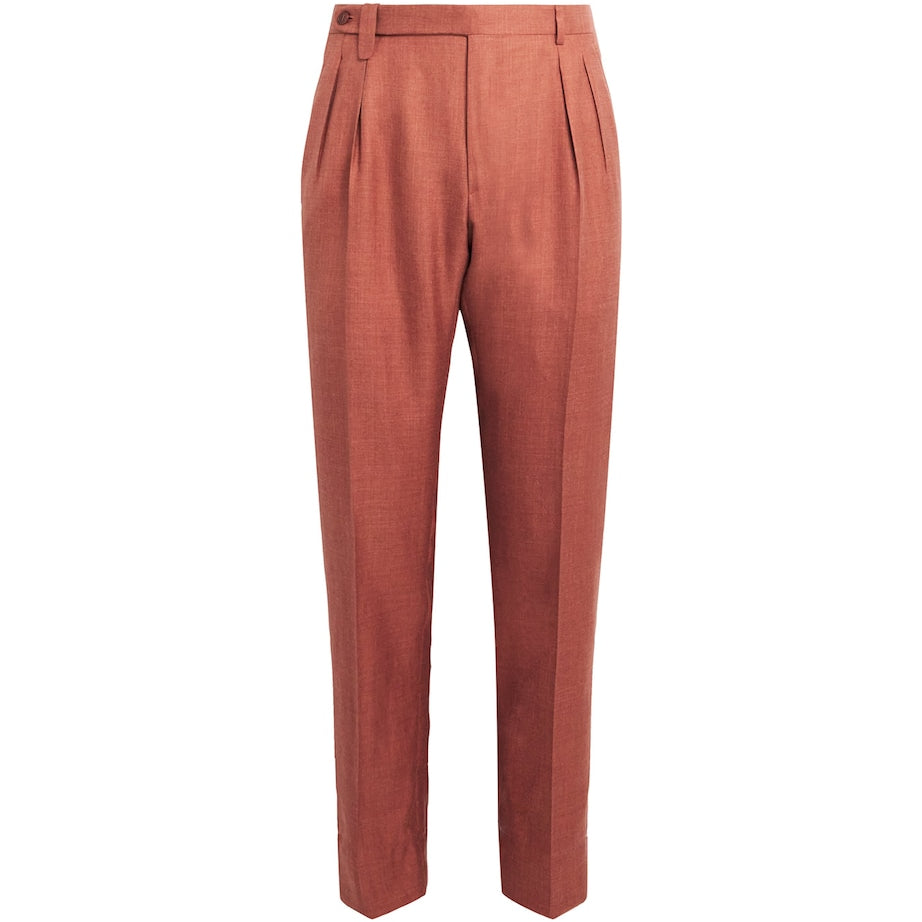 Silk-Cashmere Slim Tailored Trousers