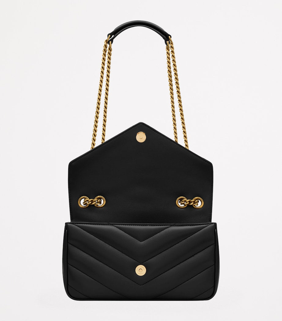 Saint Laurent Black Small Loulou Matelassé Shoulder Bag