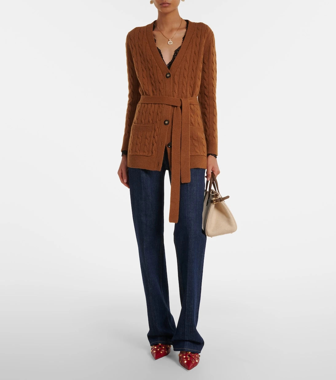 Valentino - Cable-knit cashmere cardigan