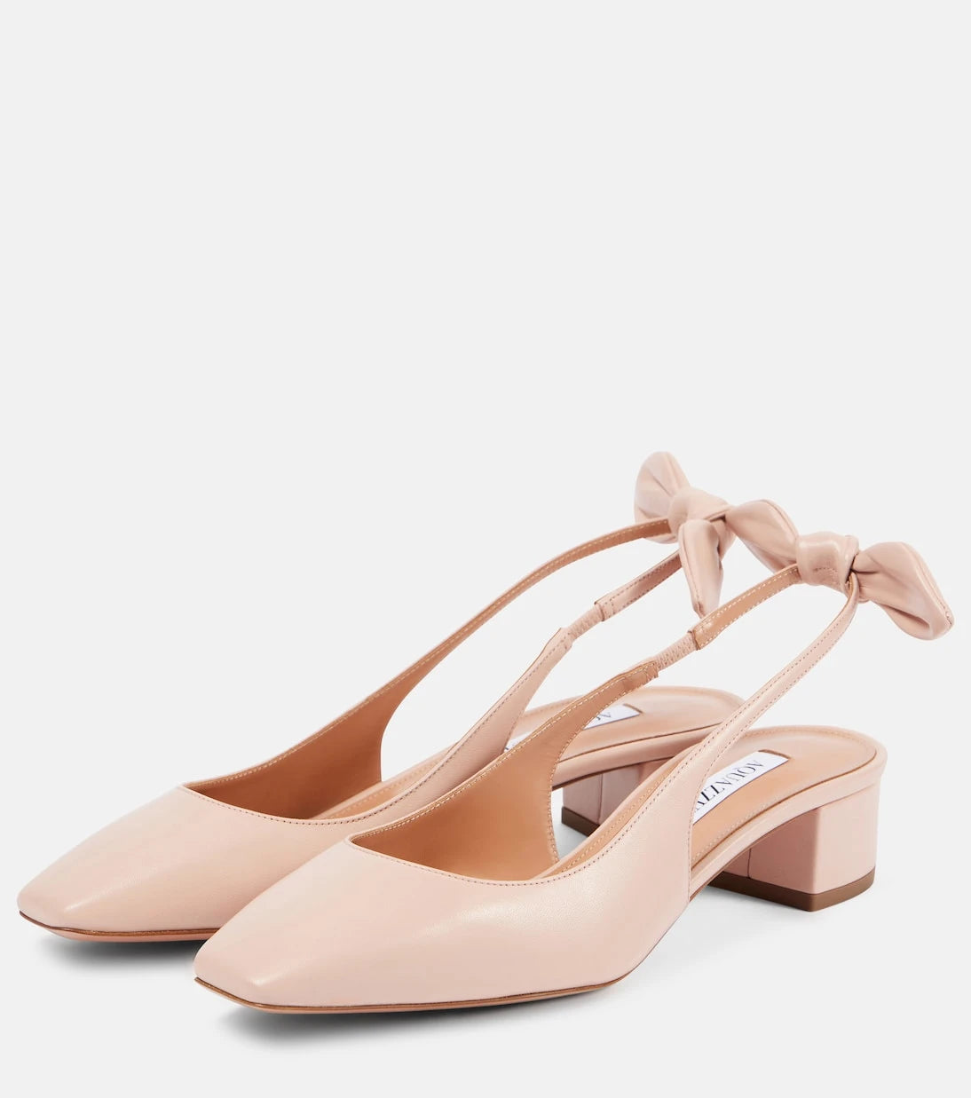 Aquazzura - Very Bow Tie 35 leather slingback pumps