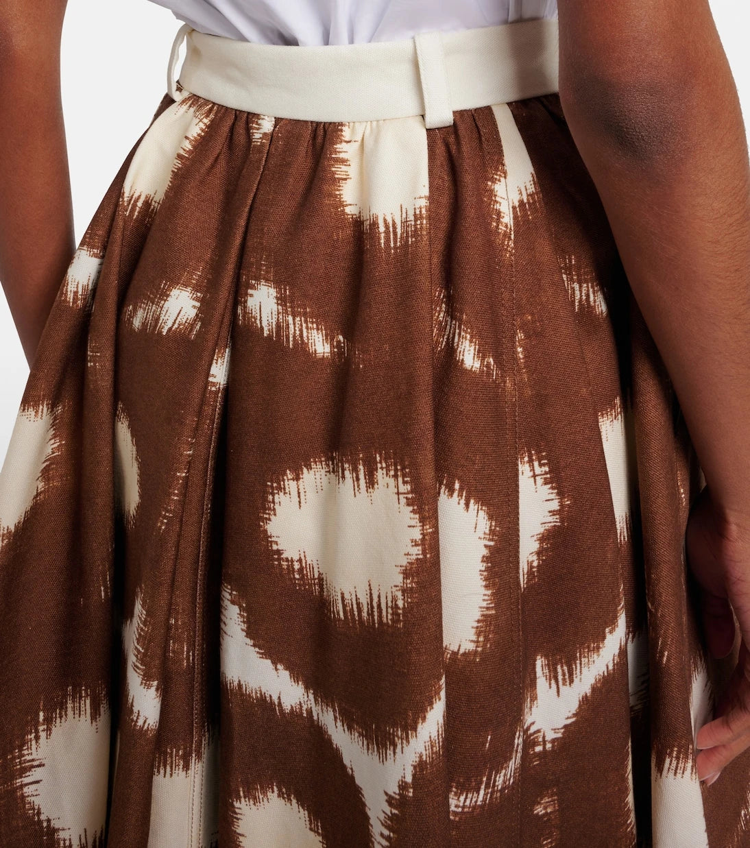 Prada - Printed cotton canvas midi skirt