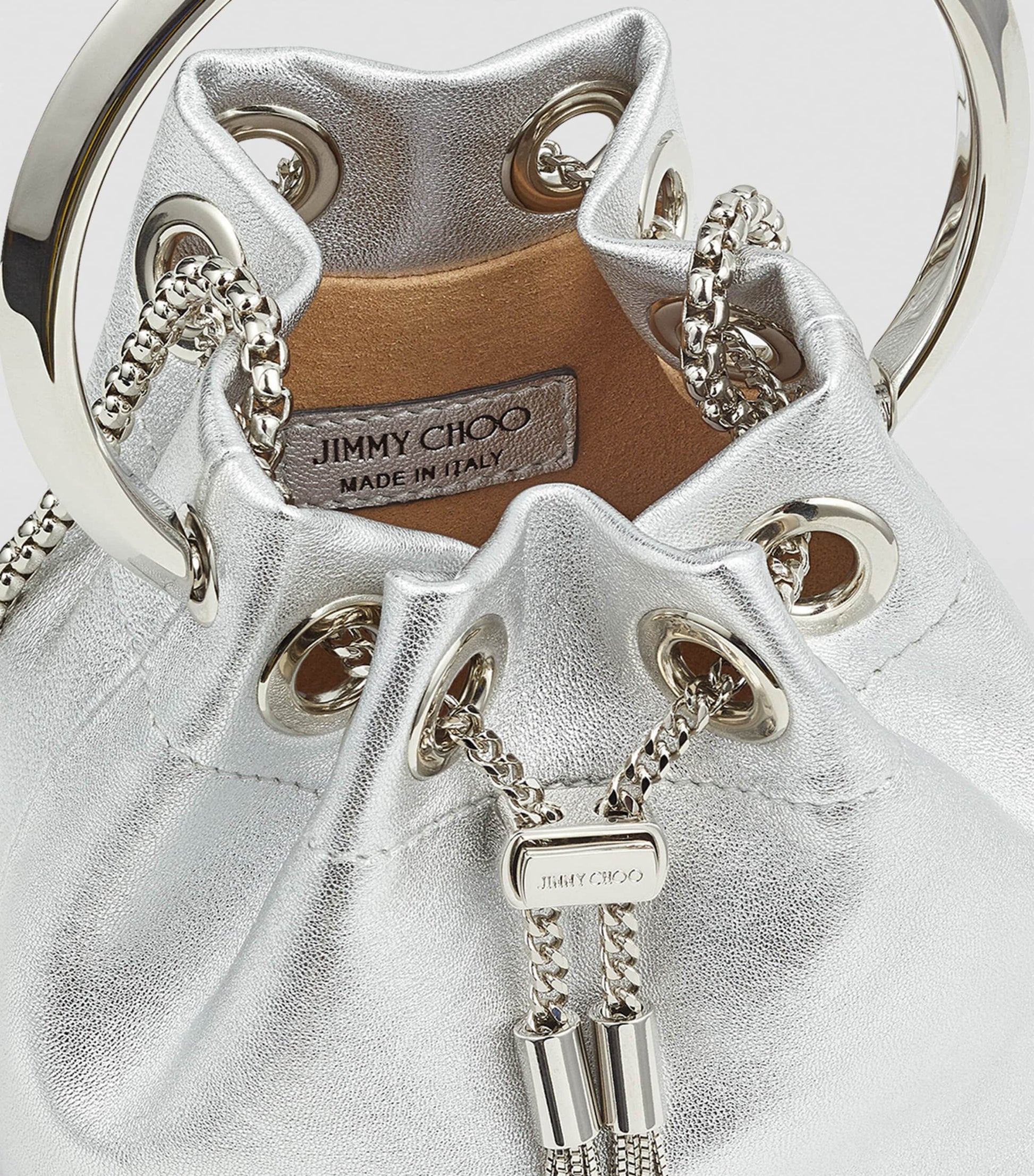 Jimmy Choo Silver Micro Bon Bon Top-Handle Bag