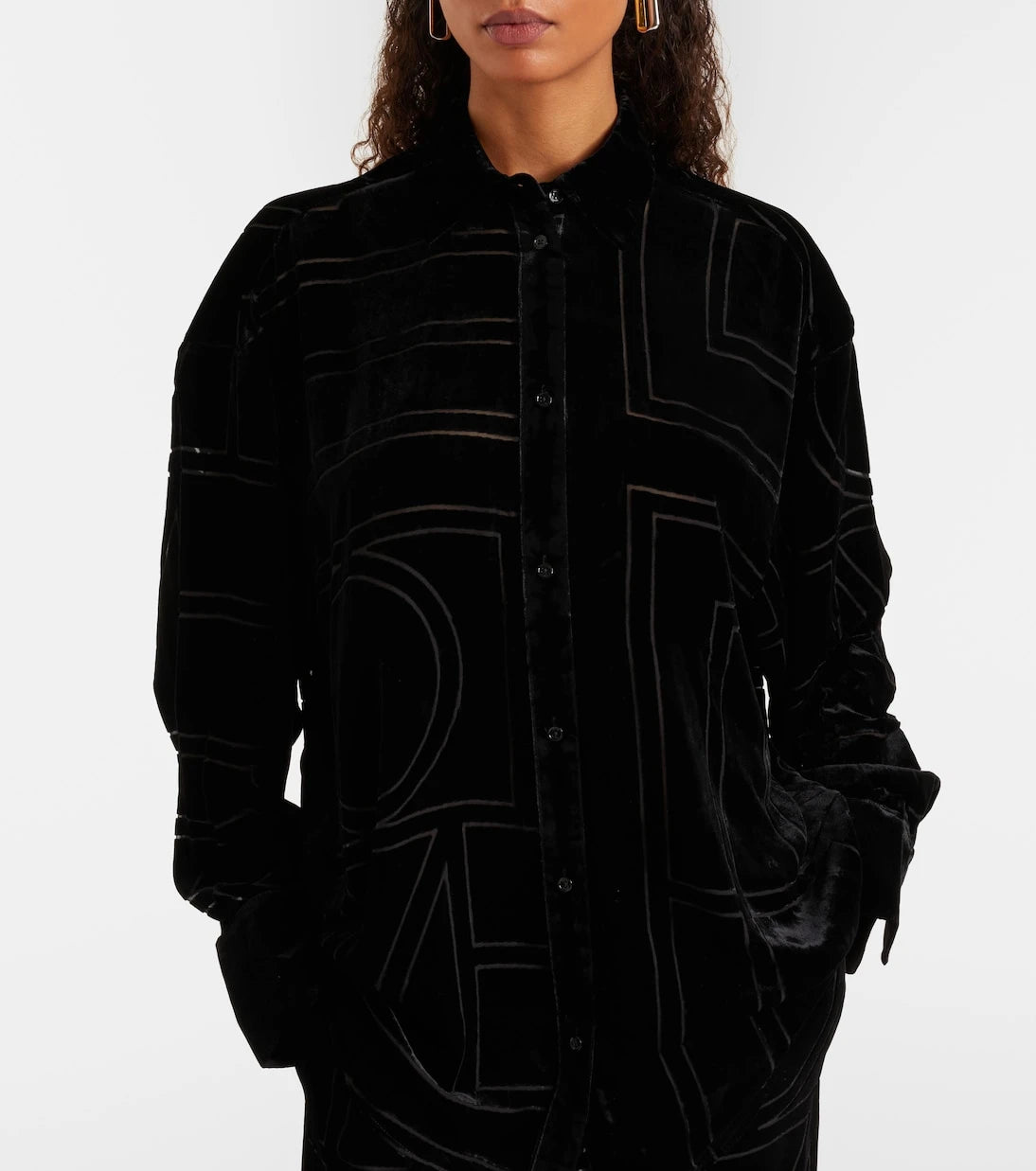 Toteme - Logo oversized velvet devoré shirt