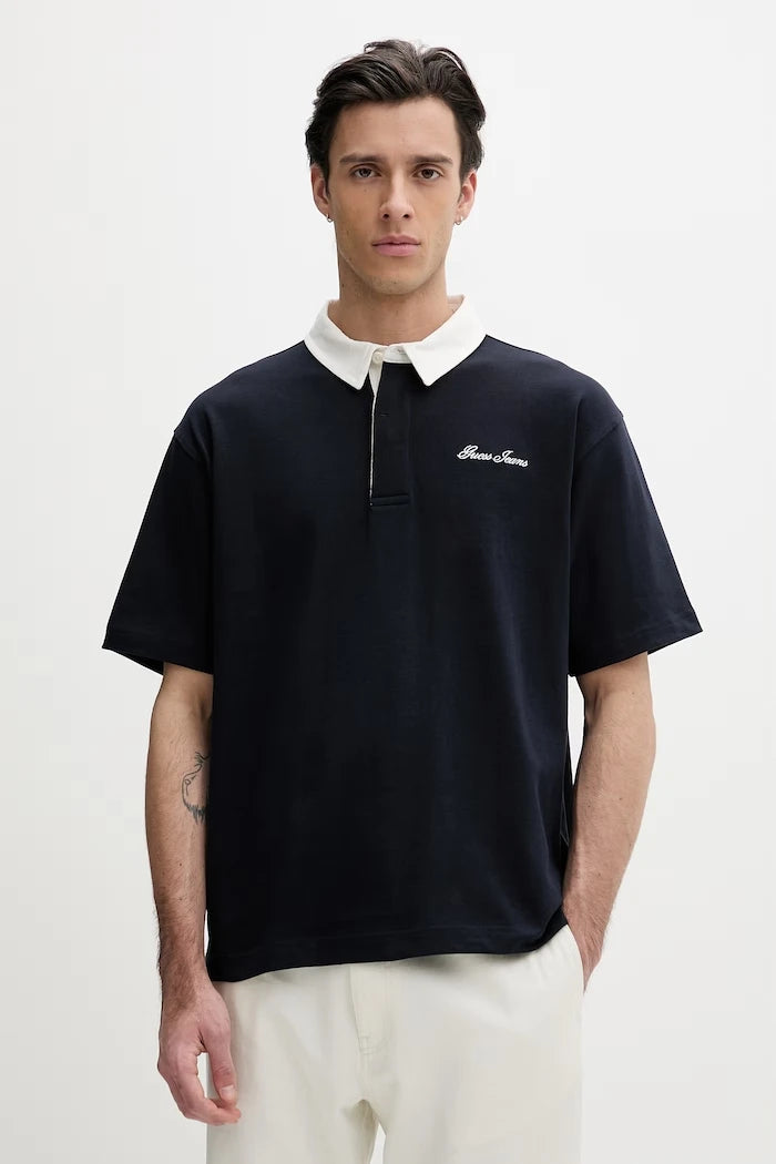 Guess Jeans тениска с яка мъжка от памук