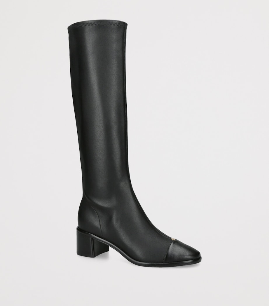 Tory Burch Black Leather Knee-High Heeled Boots 55