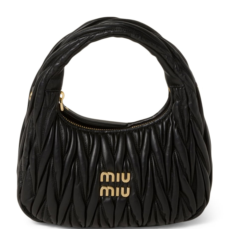 Miu Miu Black Small Matelassé Leather Wander Top-Handle Bag