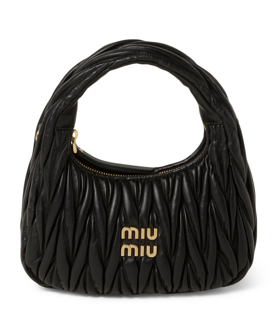 Miu Miu Black Small Matelassé Leather Wander Top-Handle Bag