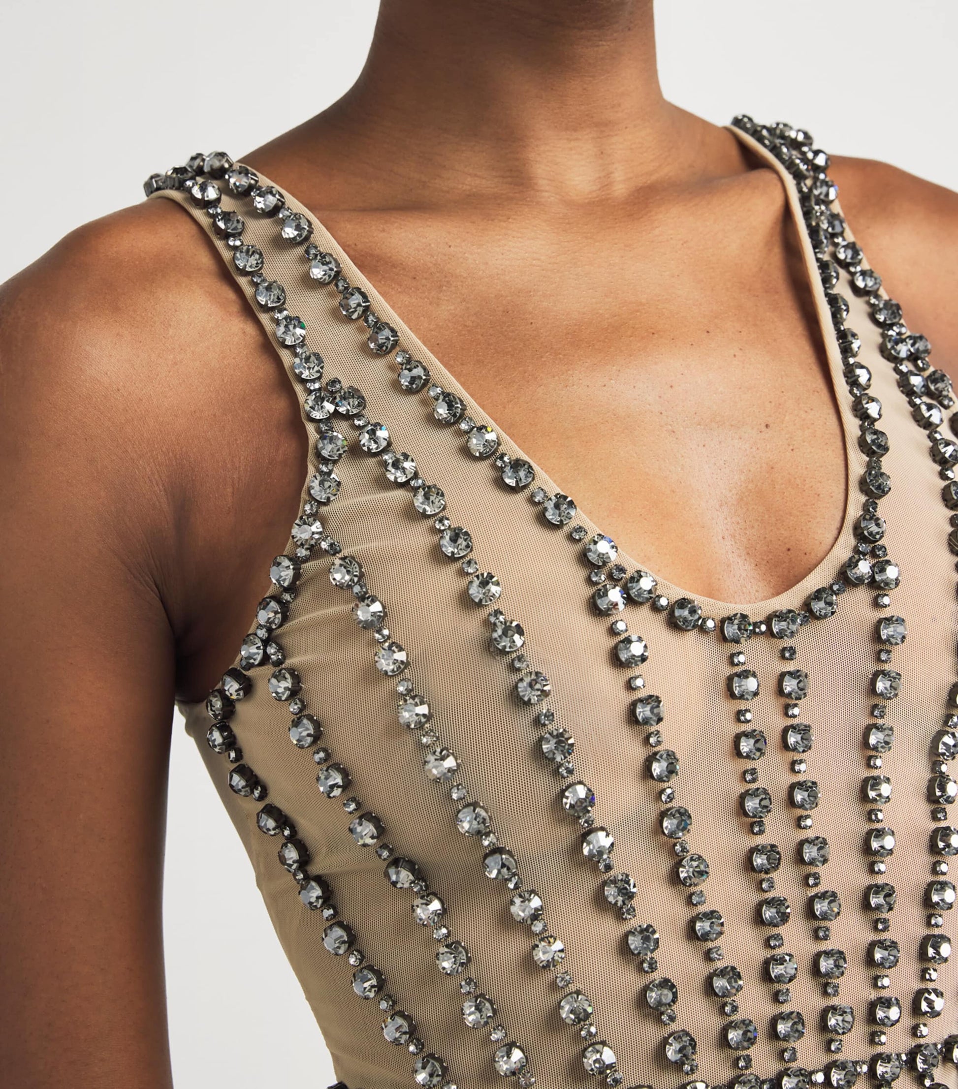 Stella McCartney Ivory Satin Crystal Maxi Dress