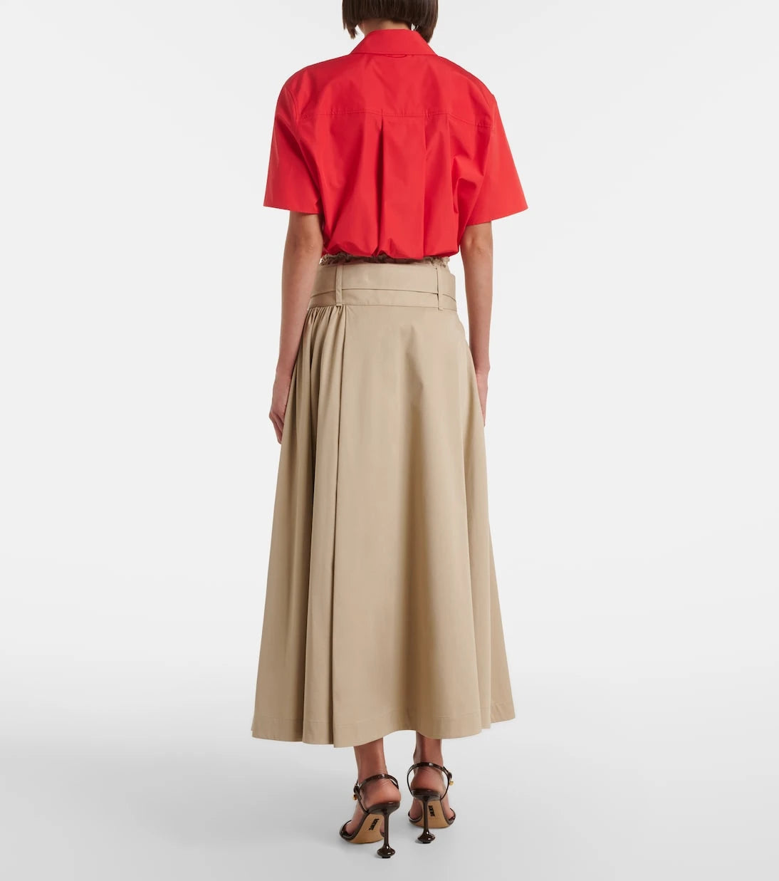 Loewe - Belted cotton and silk maxi skirt