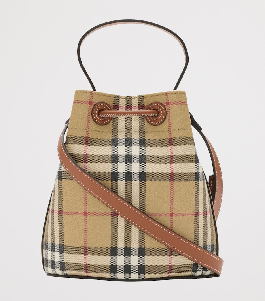 Brown Mini Check Bucket Bag