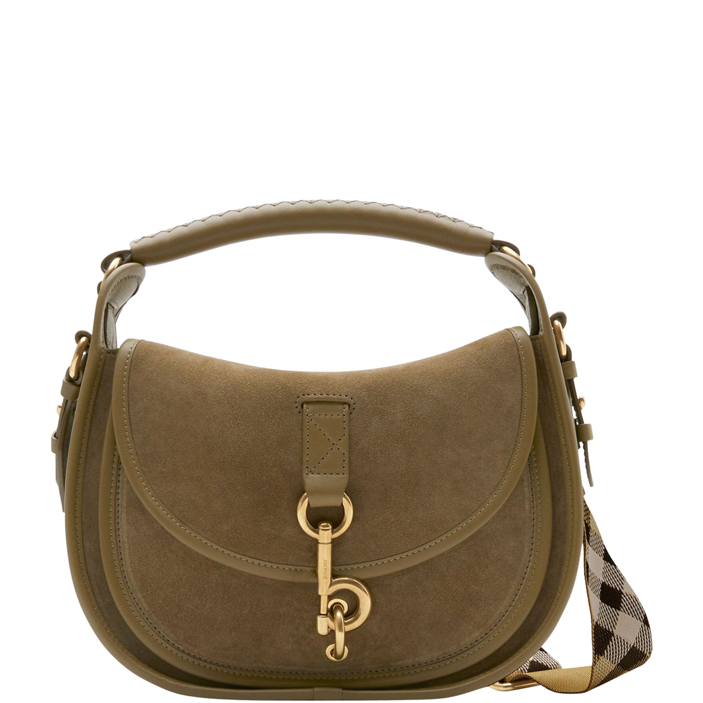 Brown Small Suede B Clip Messenger Bag